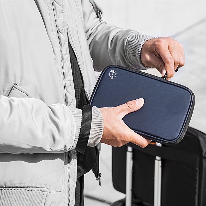 Family Passport Holder with SIM Card Slot and Pop-Up Needle, RFID Blocking Travel Passport Wallet, Ticket Document Storage Bag with Wrist Strap, Holds Up to 6 Passports and 9 Credit Cards