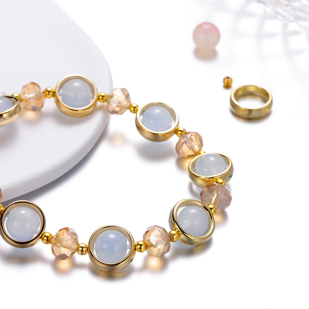 Inlay Round Cut Glass Bracelet Transparent Colorful Beaded Handmade Bracelet For Woman Jewelry Gifts