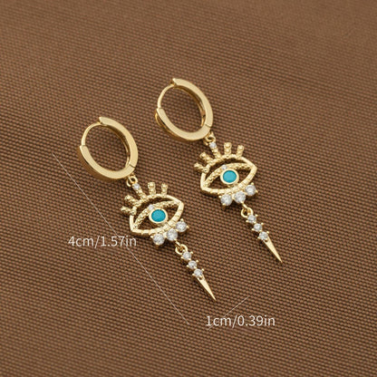 One Pair of Luxury Copper-Inlaid Synthetic Evil Eye Pendant Earrings Dating Gift