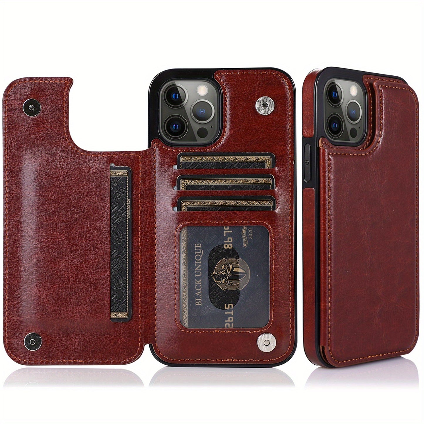 Premium PU Synthetic Faux Leather Wallet Case Designed for Various for iphone Models, Featuring Card Slots, a Stand, And Shockproof Protection.
