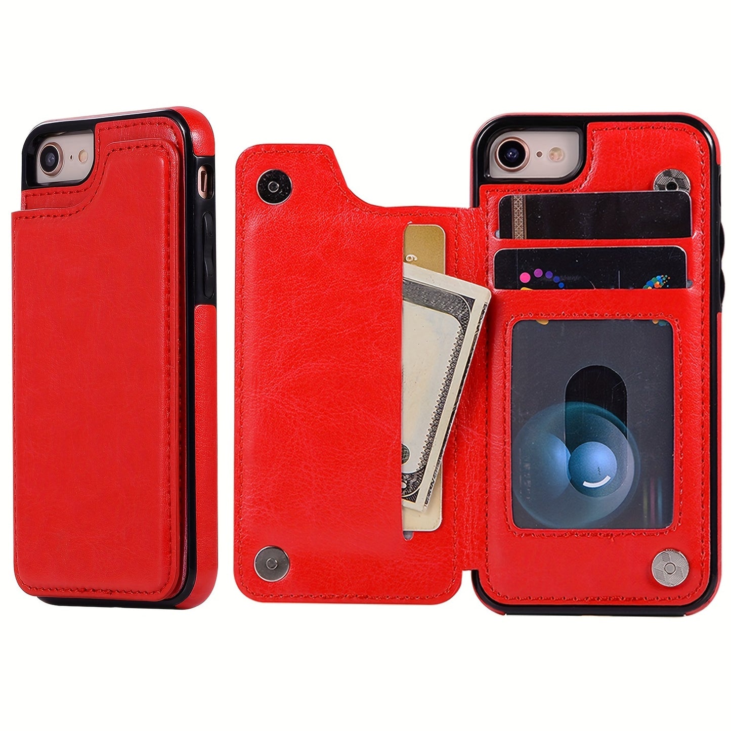 Premium PU Synthetic Faux Leather Wallet Case Designed for Various for iphone Models, Featuring Card Slots, a Stand, And Shockproof Protection.