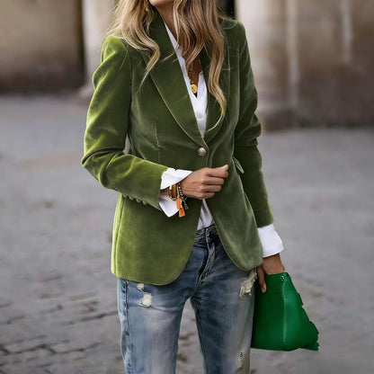 Velvet Lapel Casual Suit Business Fashion Slim Single-breasted Jacket Outwear Clothing For Women