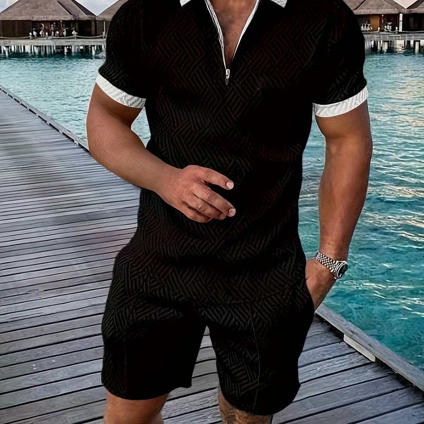 Men's T-shirt short sleeve + shorts casual sports suit blue