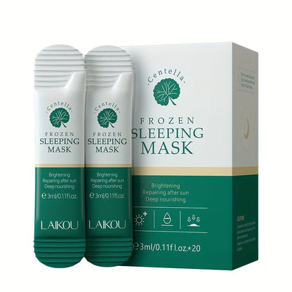 20pcs Centella Asiatica Moisturizing & Firming Sleeping Mask - Hydrating, Fragrance-Free, Hypoallergenic, Plant-Based Formula for All Light Beige Types, Unisex Adult Skincare, Skincare Routine, Sleek Packaging, Natural Ingred