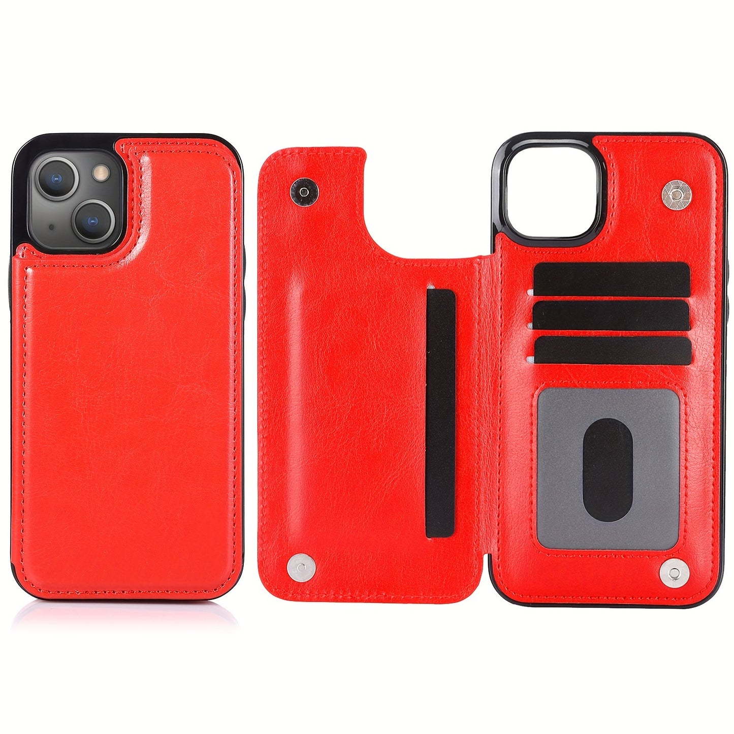 Premium PU Synthetic Faux Leather Wallet Case Designed for Various for iphone Models, Featuring Card Slots, a Stand, And Shockproof Protection.