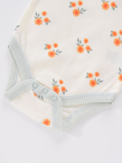 Newborn Baby Short Sleeve One-Piece Suit 4pcs Set with Alphabet Print and Embroidery Triangle Climbing Suit Ha Clothes Set 0-9 Months Baby Clothes
