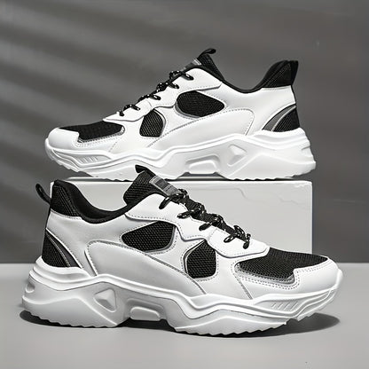 [Breathable|Mesh] White & Teal Breathable Mesh Men's Chunky Sneakers | Lace-Up Design, EVA Sole | for All Seasons Casual Sneakers