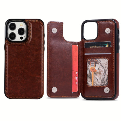 Premium PU Synthetic Faux Leather Wallet Case Designed for Various for iphone Models, Featuring Card Slots, a Stand, And Shockproof Protection.