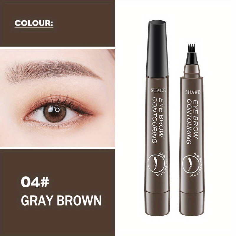 Four-Prong Eyebrow Pencil, Waterproof and Sweatproof with Long-lasting Wear