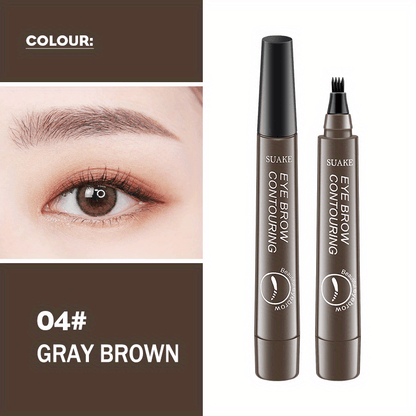 Four-Prong Eyebrow Pencil, Waterproof and Sweatproof with Long-lasting Wear