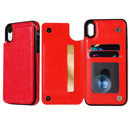 Premium PU Synthetic Faux Leather Wallet Case Designed for Various for iphone Models, Featuring Card Slots, a Stand, And Shockproof Protection.