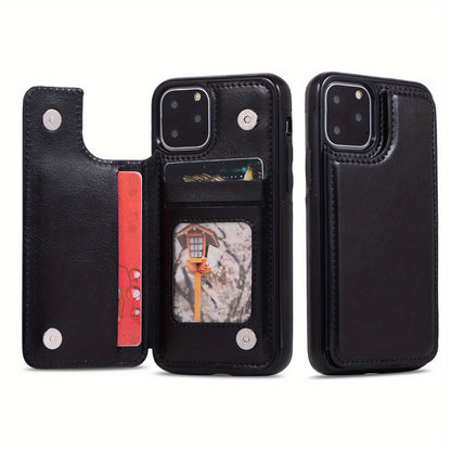 Premium PU Synthetic Faux Leather Wallet Case Designed for Various for iphone Models, Featuring Card Slots, a Stand, And Shockproof Protection.