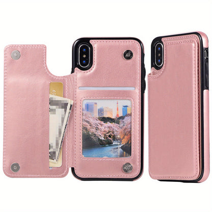 Premium PU Synthetic Faux Leather Wallet Case Designed for Various for iphone Models, Featuring Card Slots, a Stand, And Shockproof Protection.