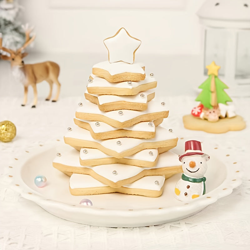 10pcs 3D Christmas Tree Cookie Cutter Set, Star Cookie Cutters