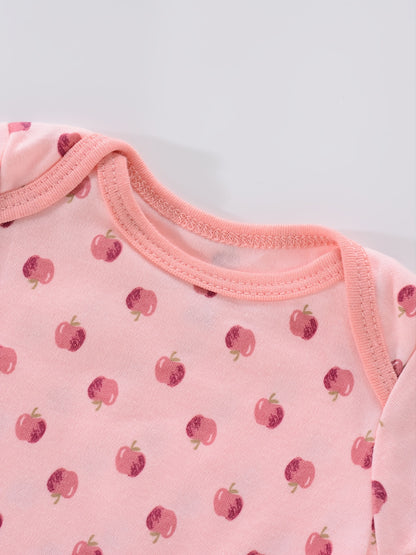 Newborn Baby Short Sleeve One-Piece Suit 4pcs Set with Alphabet Print and Embroidery Triangle Climbing Suit Ha Clothes Set 0-9 Months Baby Clothes