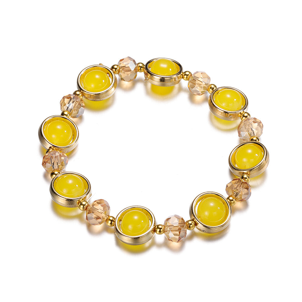 Inlay Round Cut Glass Bracelet Transparent Colorful Beaded Handmade Bracelet For Woman Jewelry Gifts